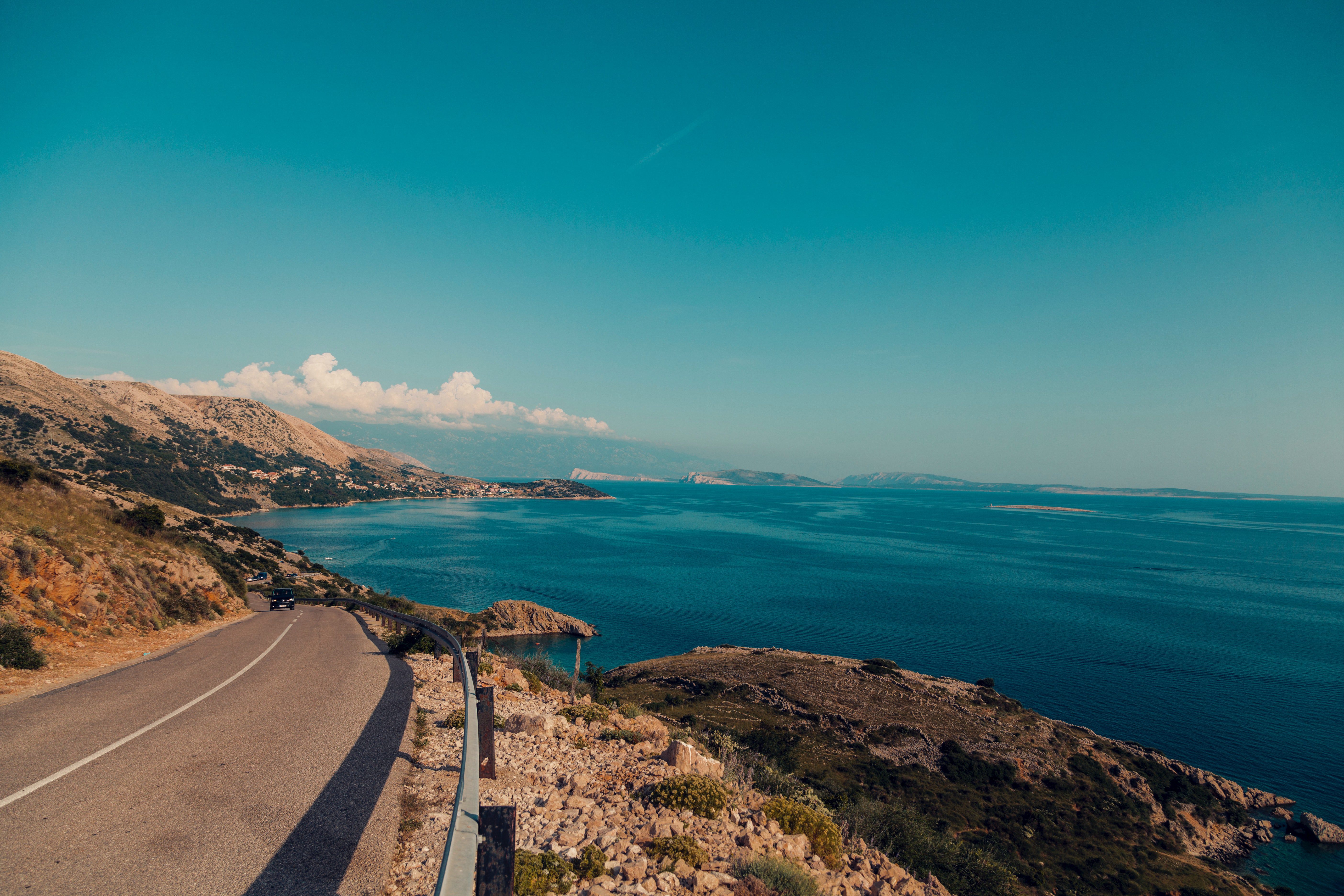 Road next to sea shore